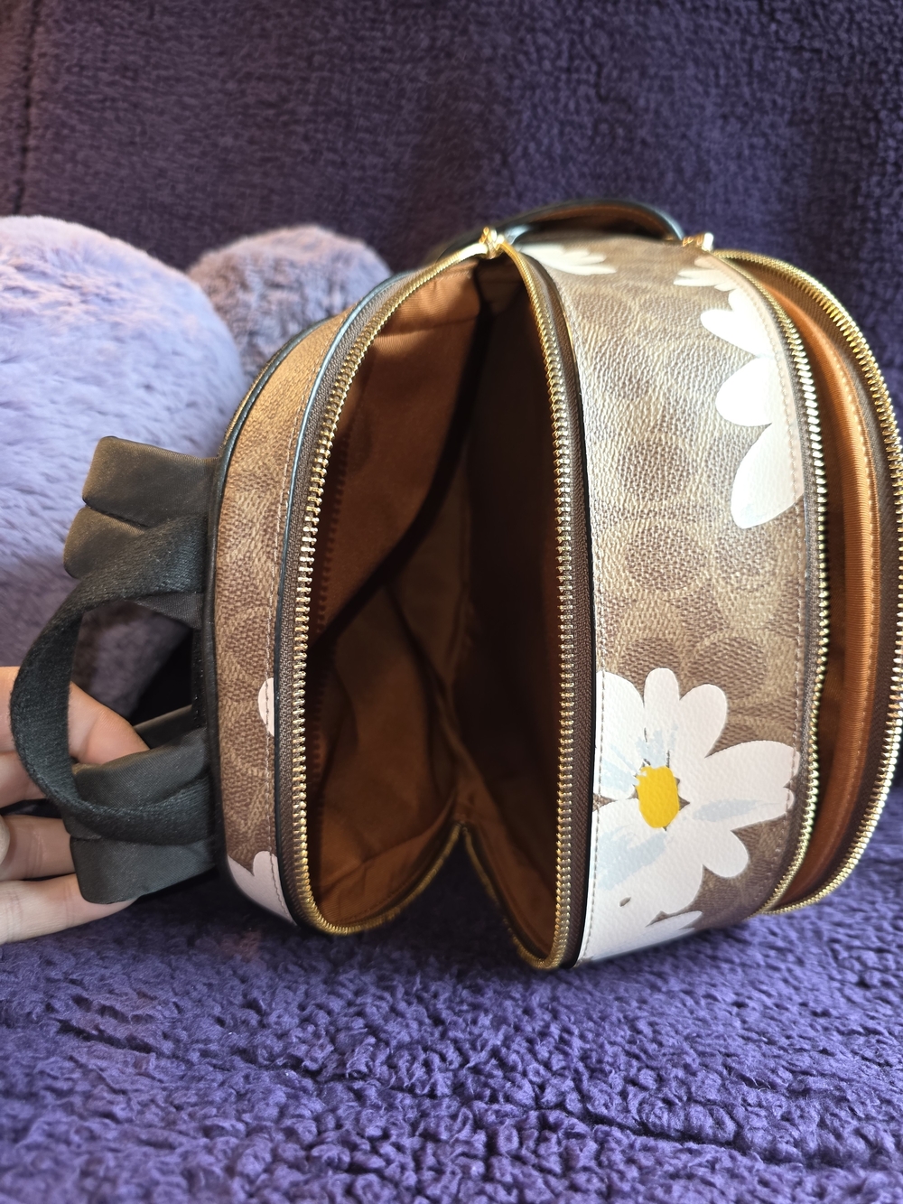 Coach Daisy Print Backpack — Brown/Black/White - Picture 3 of 8